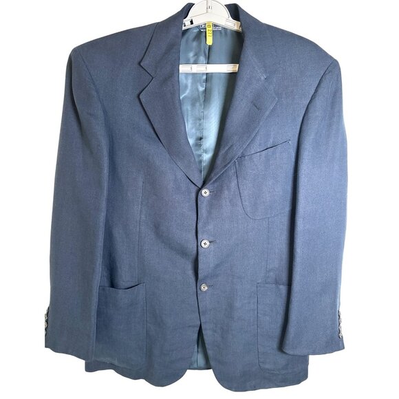 Polo Ralph Lauren‎ Mens Linen Blazer Navy Jacket Luxury Preppy 44? Corpcore - Picture 1 of 13
